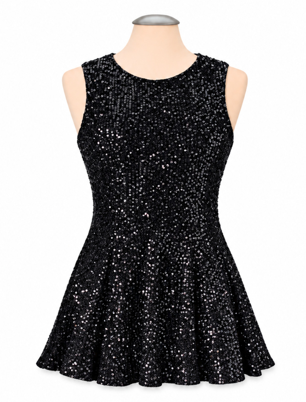 New The Pyramid Collection Black Shine On Sequin Peplum Top Party Holiday M